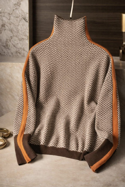Clementine | Contrast Stripe Turtleneck Sweater