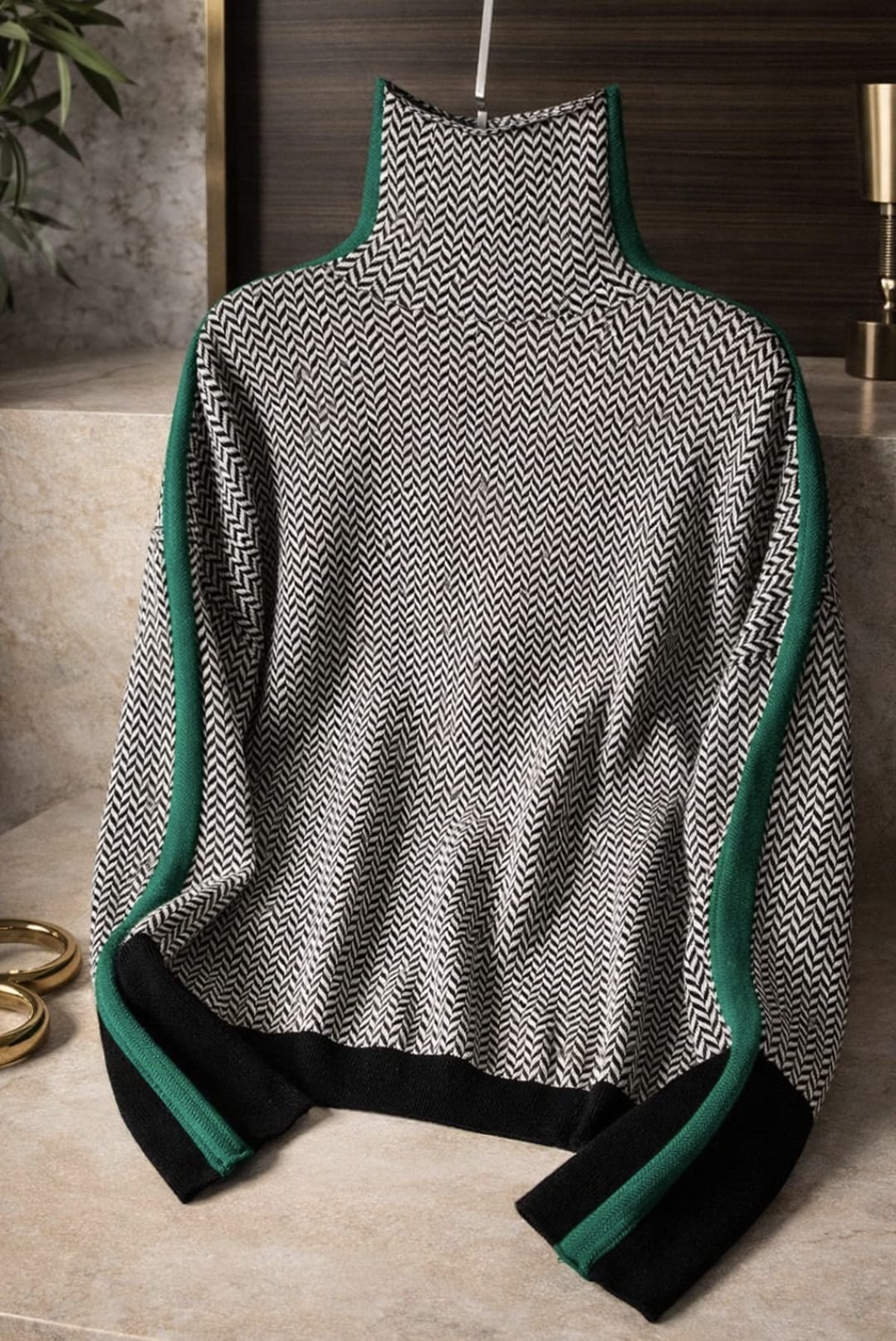 Clementine | Contrast Stripe Turtleneck Sweater