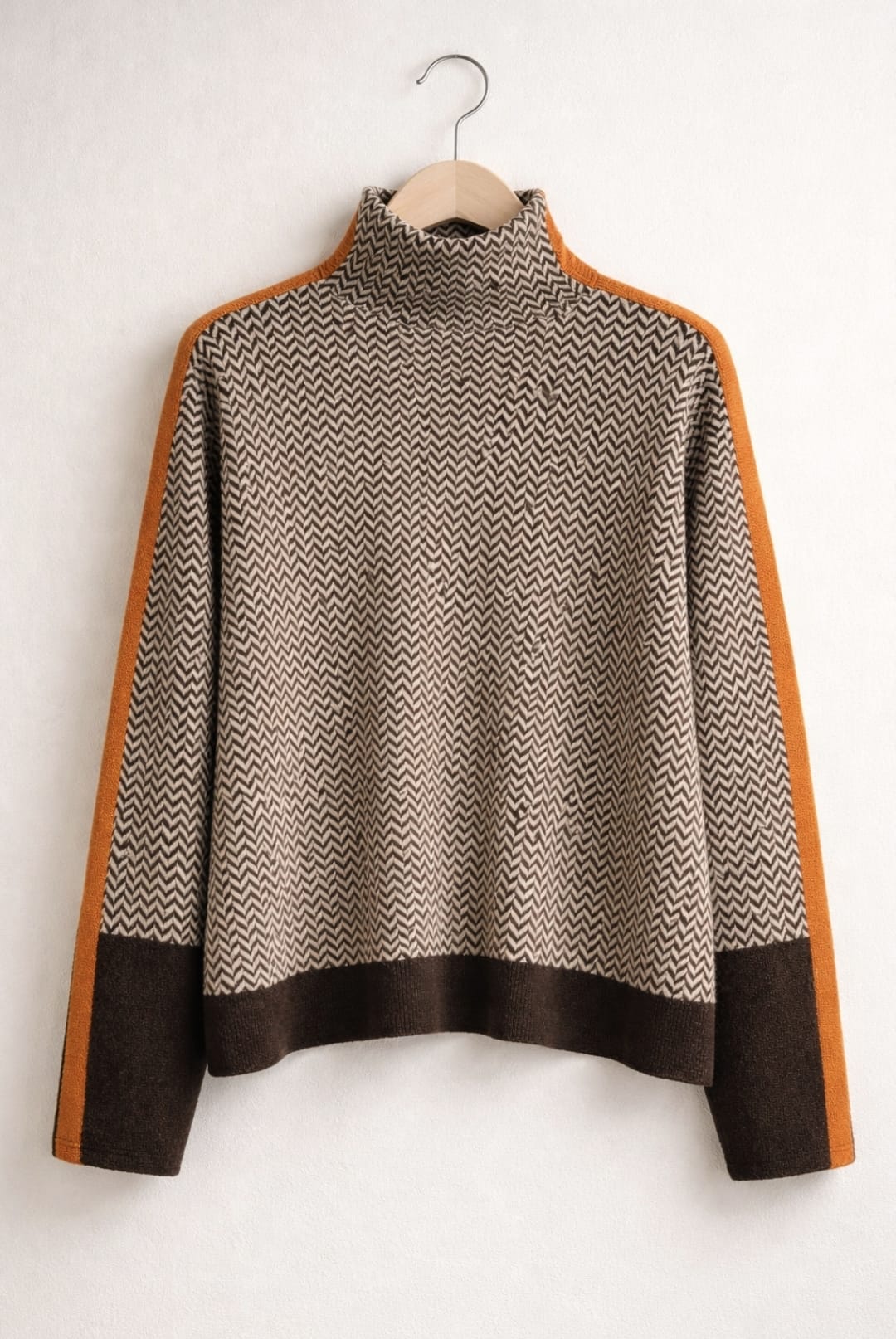 Clementine | Contrast Stripe Turtleneck Sweater