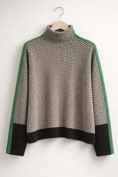 Clementine | Contrast Stripe Turtleneck Sweater