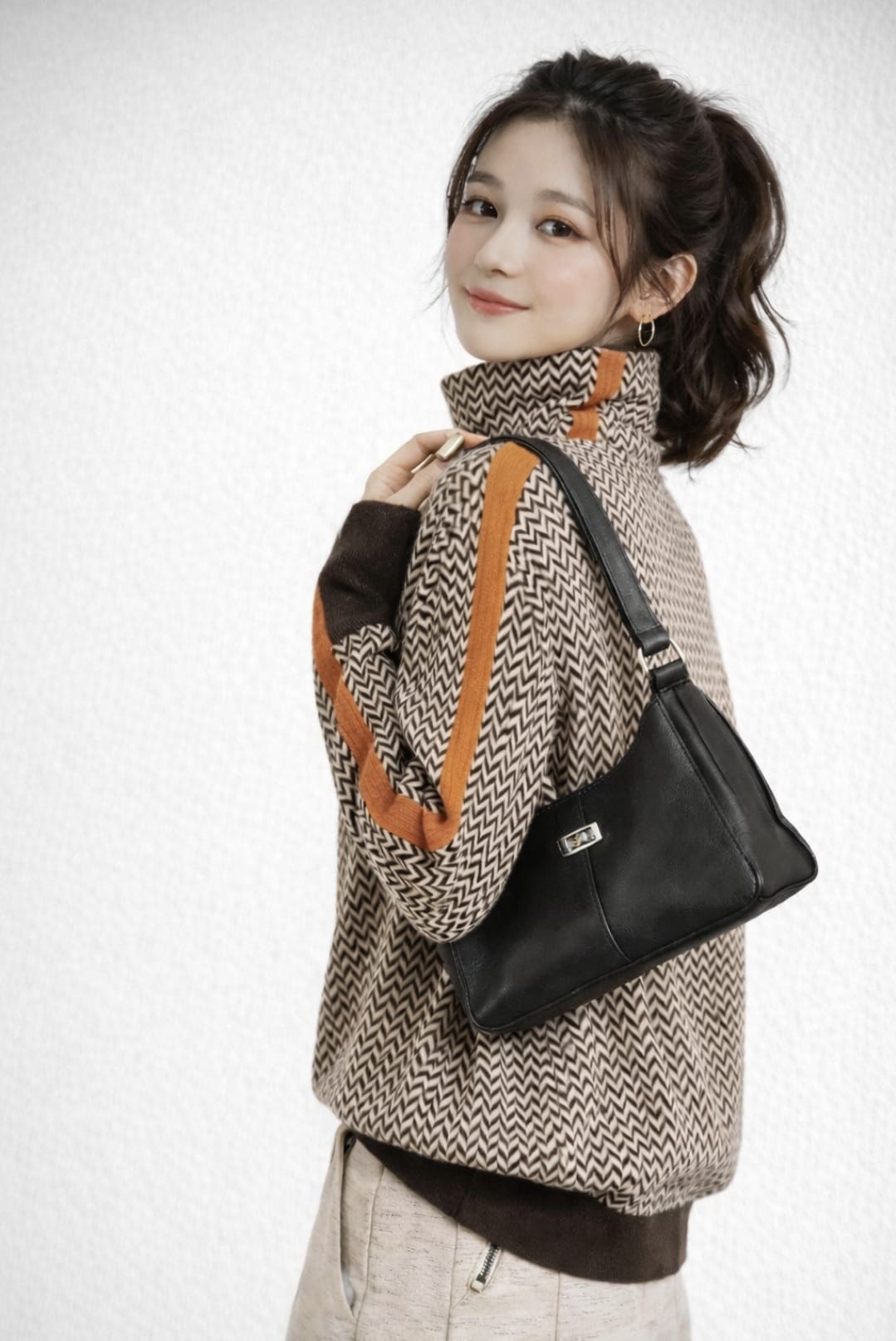 Clementine | Contrast Stripe Turtleneck Sweater