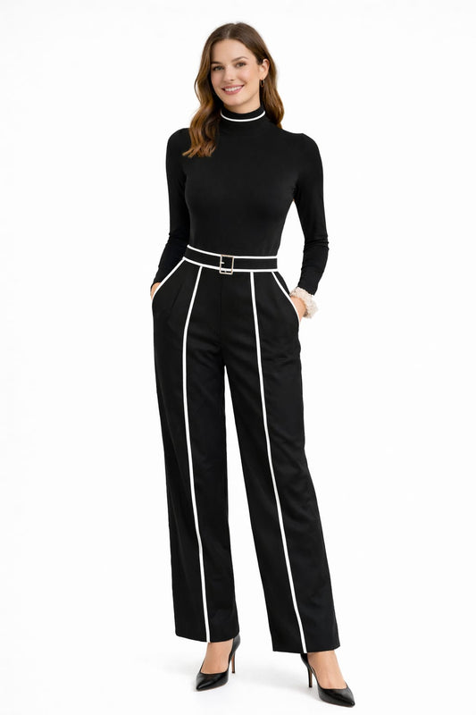 Olivia | High-Neck Top & Wide-Leg Trousers Set