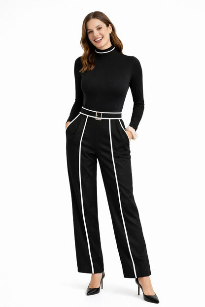 Olivia | High-Neck Top & Wide-Leg Trousers Set
