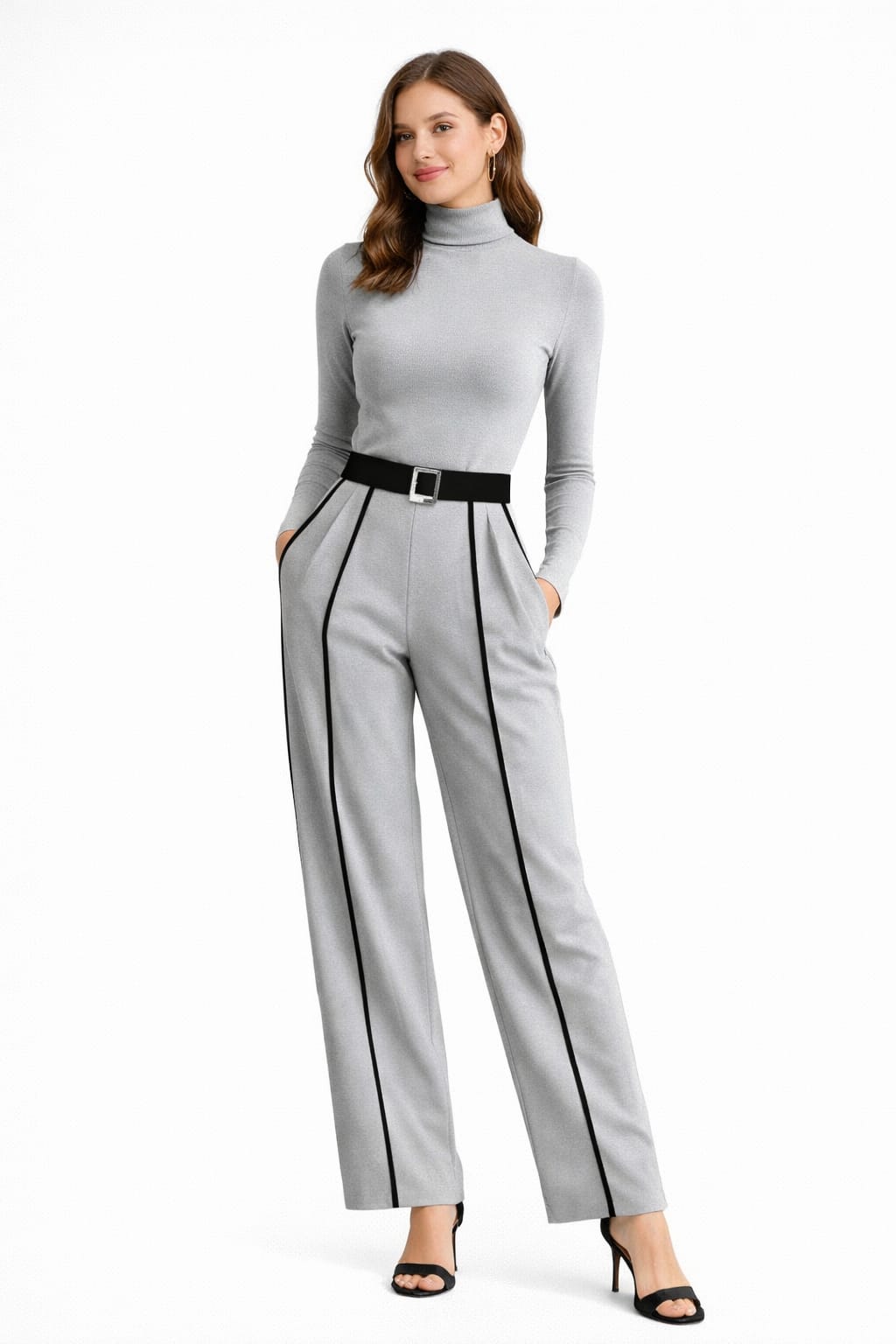 Olivia | High-Neck Top & Wide-Leg Trousers Set