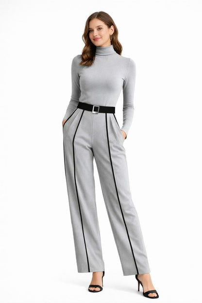 Olivia | High-Neck Top & Wide-Leg Trousers Set
