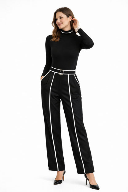 Olivia | High-Neck Top & Wide-Leg Trousers Set