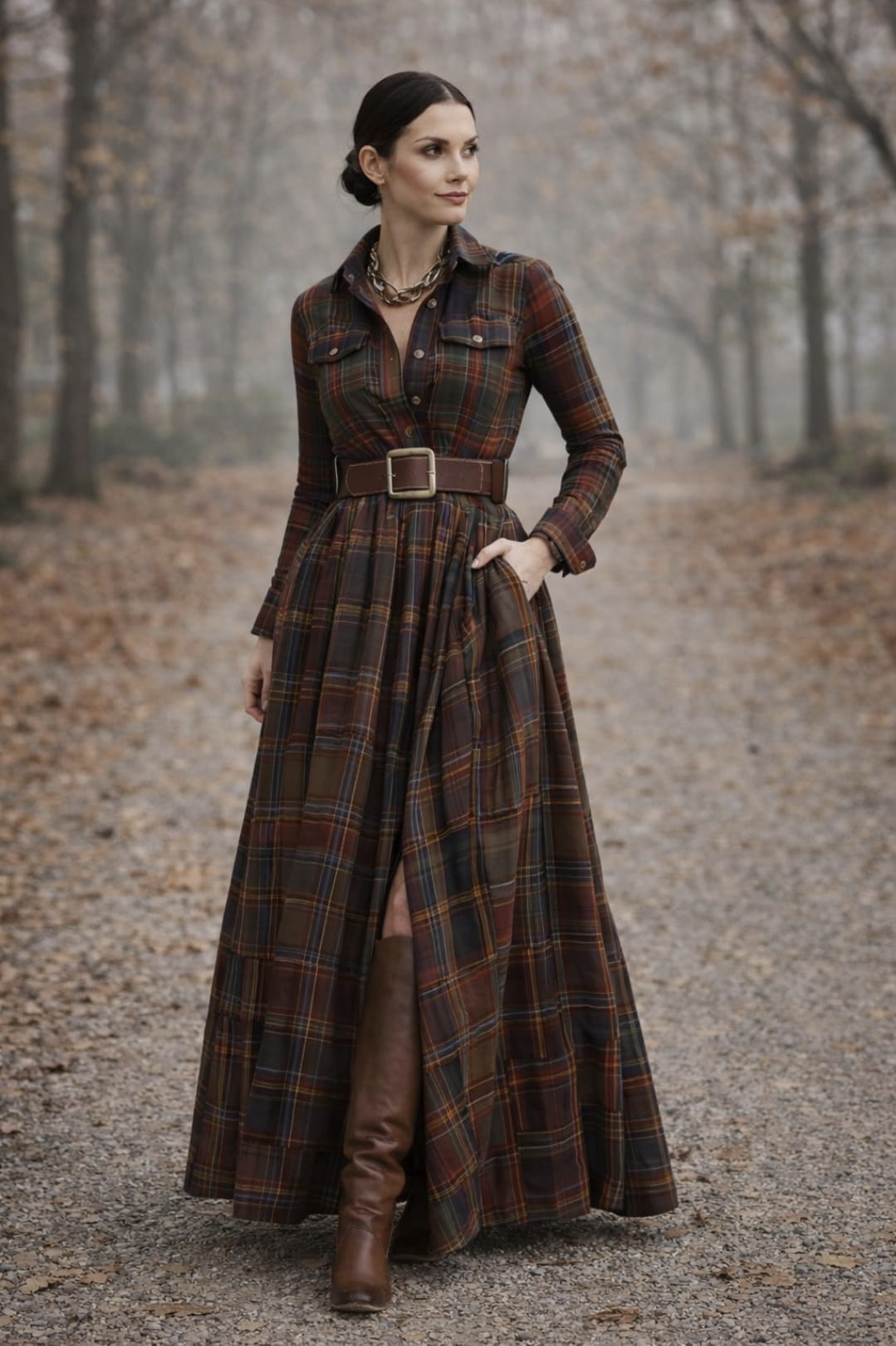 Grace | Classic Check Maxi Shirt Dress