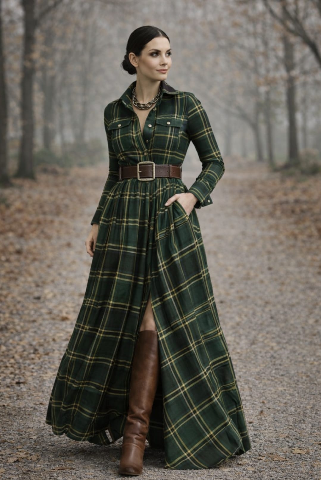 Grace | Classic Check Maxi Shirt Dress