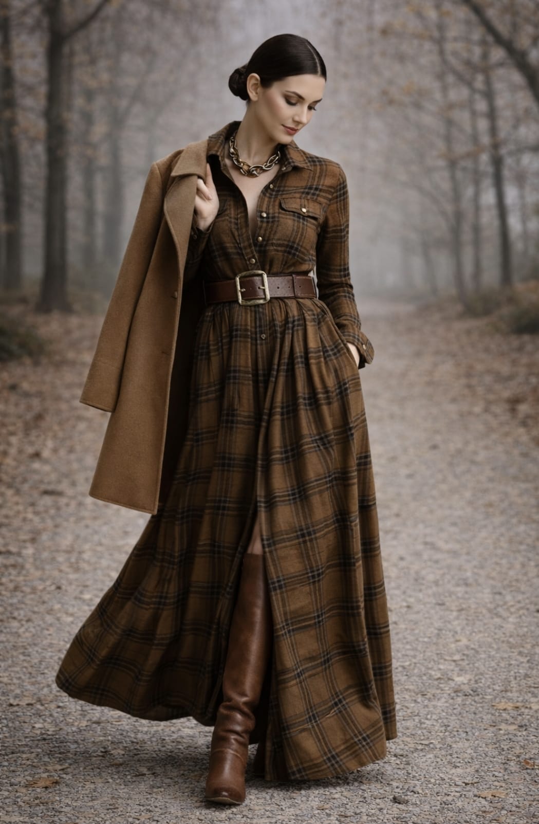 Grace | Classic Check Maxi Shirt Dress