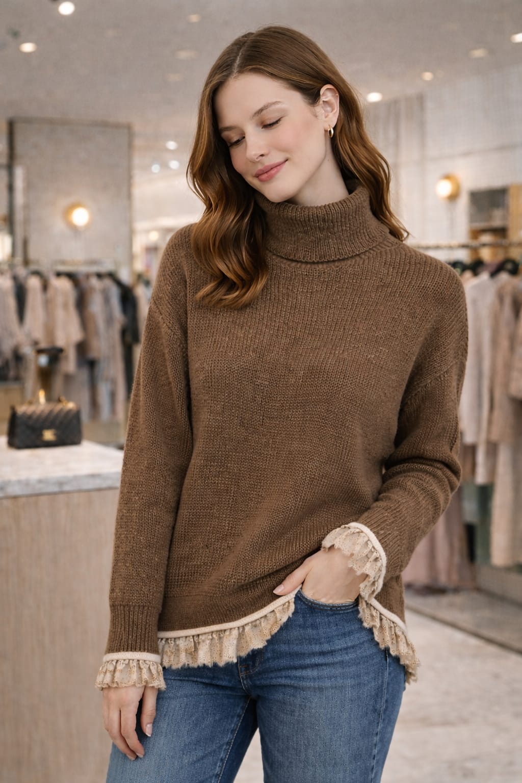 Amelia | Ruffled Knit Sweater Dress